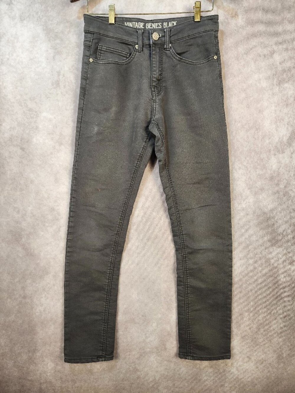 VTG Vintage Genes Black Slim Fit Dark Gray Wash Jeans Size 28x30
